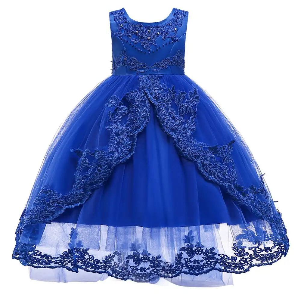 Vestido de fiesta bordado para niña, bonito vestido de boda estilo europeo 2020