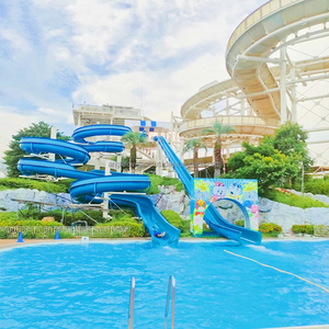 Equipo de parque acuático al aire libre de estilo oceánico comercial, Parque Acuático inmersivo de cuatro toboganes, espray de tobogán de Metal de fibra de vidrio mágico - Product Image 5