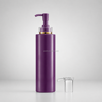 Flacon pompe vide de luxe violet 500 ml, distributeur de lotion en plastique, vente en gros, logo personnalisé, réutilisable, anti-fuite, pour shampoing et après-shampoing