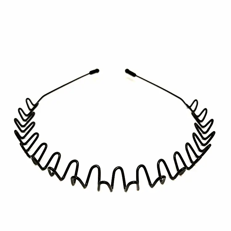 Metal bantlar moda Unisex siyah Hairband bahar dalga kaymaz spor şapkalar saç çember saç aksesuarları