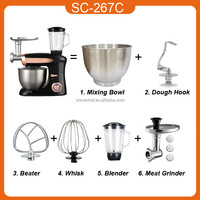 Machine de cuisine domestique 6,5 l 7l mélangeur de pâte à gâteau multifonctionnel 4 en 1 support mélangeur d'aliments avec presse-agrumes mélangeur de viande