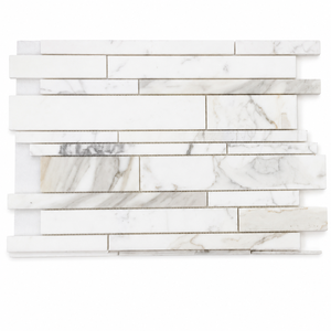 Carrelage en mosaïque linéaire en marbre blanc, carrelage mural en mosaïque de marbre naturel, carrelage de crédence en marbre blanc de luxe - Product Image 1