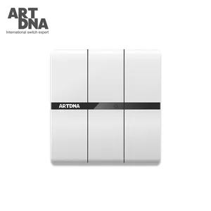 ARTDNA LED Light Three Gang Wall Switches With Mirror Decorative Strip