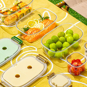 Ligero y portátil Sin <span class=keywords><strong>miedo</strong></span> a fugas Cocina Contenedor de alimentos transparente Caja de almacenamiento de frutas Organizadores - Product Image 6