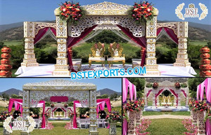 Mandap de mariage traditionnel style Maharaja, Sydney, magnifique, aspect bois FRP, exclusif, sculpté en fibre, pour événements aux États-Unis - Product Image 5