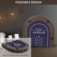 Table de poker ovale classique portable pour 8 joueurs avec design pliable, pieds en métal, porte-gobelets pour le divertissement à domicile