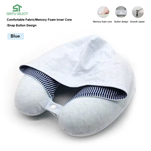 Almohada de Viaje con Soporte para <span class=keywords><strong>Cabeza</strong></span> y Cuello de Espuma Viscoelástica, Almohada para el Cuello con Capucha para Avión, para Vuelos Largos, Descanso en la Oficina - Product Image 3