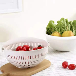 Corbeille à fruits rotative à double couche, égouttoir à légumes amovible pour cuisine, bol de lavage créatif rotatif pour la maison, outil de cuisine - Product Image 5