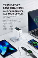 Pengisi Daya Cepat 140W GaN USB-C PD3.1 2C1A Multi-Port dengan Layar LED untuk Laptop, Ponsel, dan Tablet