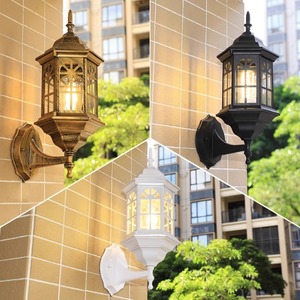 Outdoor Wall Mount Aluminum Alloy <b>Lantern</b> Tempered Glass Diffuser 3500K Warm White <b>Light</b> <b>Solar</b> Powered LED Garden Use Waterproof - Product Image 2