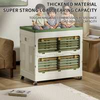 Armoire de rangement pliable anti-poussière avec porte latérale ouverte, organisateur de vêtements, boîte de rangement en plastique mobile pour outils, articles divers, aliments