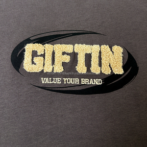 ODM Wholesale Custom Chenille Embroidery 3D Embroidery Logo Half Sleeve Crew Neck Pullover Knitted T-<b>Shirt</b> 100% Cotton Sports - Product Image 3