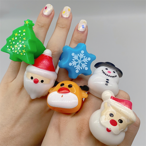 Hot Selling <b>LED</b> Finger <b>Lights</b> <b>Light</b> up Toys Snowman Snowflake Santa <b>Tree</b> Elk Ring Christmas Gift Ring Party Children's Toys - Product Image 5