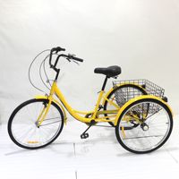 Tricycle pour adultes pour personnes âgées avec grandes roues/pneus larges de 24 pouces, 7 vitesses, capacité de charge de 160 kg, tricycle à trois roues