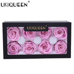UKIQUEEN-flor azul eterna preservada inmortal de larga duración, rosa para San Valentín de una parada, 4-5cm, venta al por mayor - Product Image 4