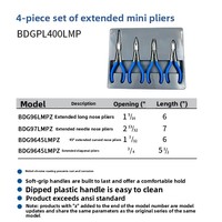 Jeu de pinces American Blue Point Tools, 4 pièces, mini, extra-longues, 7 pièces, avec poignées en plastique, incluant pinces coupantes diagonales et pinces à bec courbé