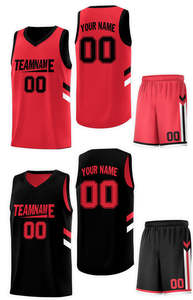 Conjunto Deportivo Personalizado de Baloncesto con Diseño de Doble Cara en Negro y Rojo - Product Image 5