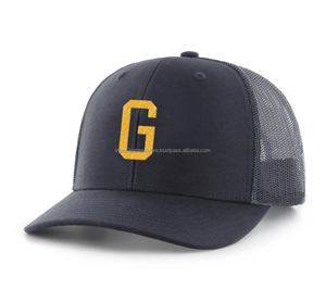 Casquette Trucker Unisexe Noire à 6 Panneaux avec Broderie H Bleue, Maille Ajustée Respirante, Chapeau Décontracté - Product Image 3