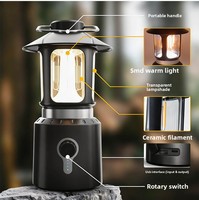 Lanterne de camping rétro, lampe suspendue LED rechargeable pour tente, lampe d'ambiance longue durée pour le camping en plein air