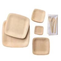 Vente en gros d'assiettes carrées en bambou jetables écologiques pour jardin, barbecue, camping, assiettes de pique-nique, plats chauds, assiettes de fête solides