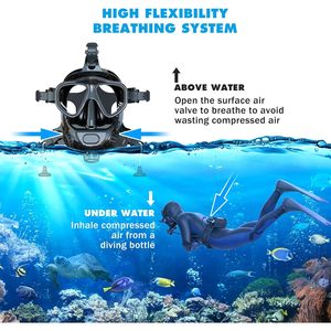 Masque de plongée intégral Smaco, lentille en verre trempé en silicone noir avec support pour caméra, pour la plongée sous-marine et la plongée avec tuba pour adultes - Product Image 3