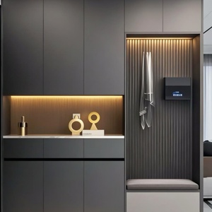 Solid Wood <b>Shoe</b> Cabinet with LED Lighting and Eco-Friendly Materials for Apartment Villa Hotel <b>Entryways</b> Minimalist Design - Product Image 2