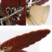 Ventilateur de plafond moderne décoratif avec télécommande, 36/42/48 pouces, 5 pales en bois massif, moteur AC, avec lumière LED