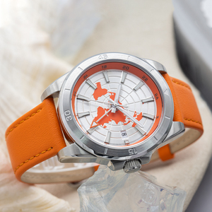 Venta caliente OEM ODM diseño de mapa <span class=keywords><strong>del</strong></span> mundo relojes de lujo luminoso doble zona horaria calendario reloj mecánico de acero inoxidable para los hombres - Product Image 4