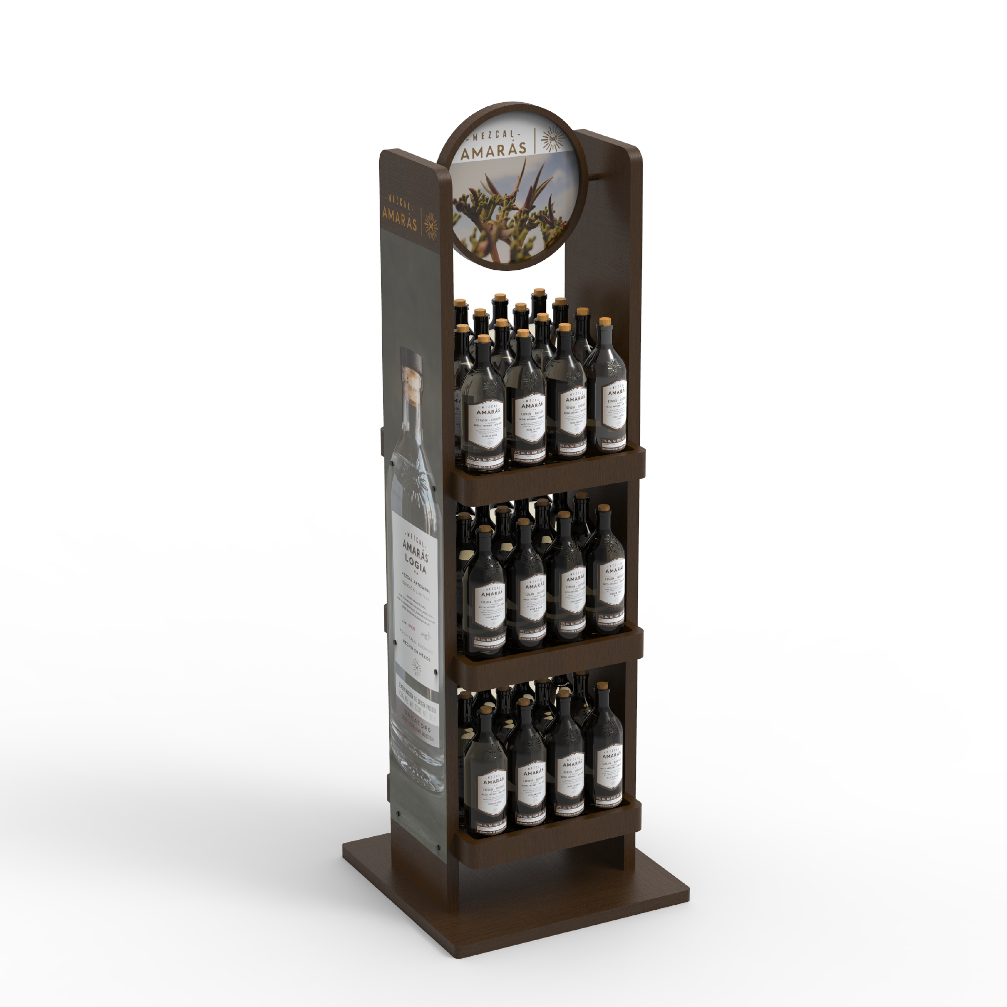 Customizable Red Wine and Beverage Wooden Display Stand Three-layer Display Rack for Store Use — view 3