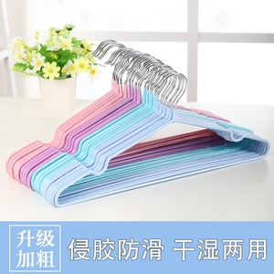 Plastic-Coated Hangers Rectangle Non-Marking Anti-Shoulder Thickened <b>Clothes</b> Hanger For Dormitory Clothing <b>Storage</b> - Product Image 4