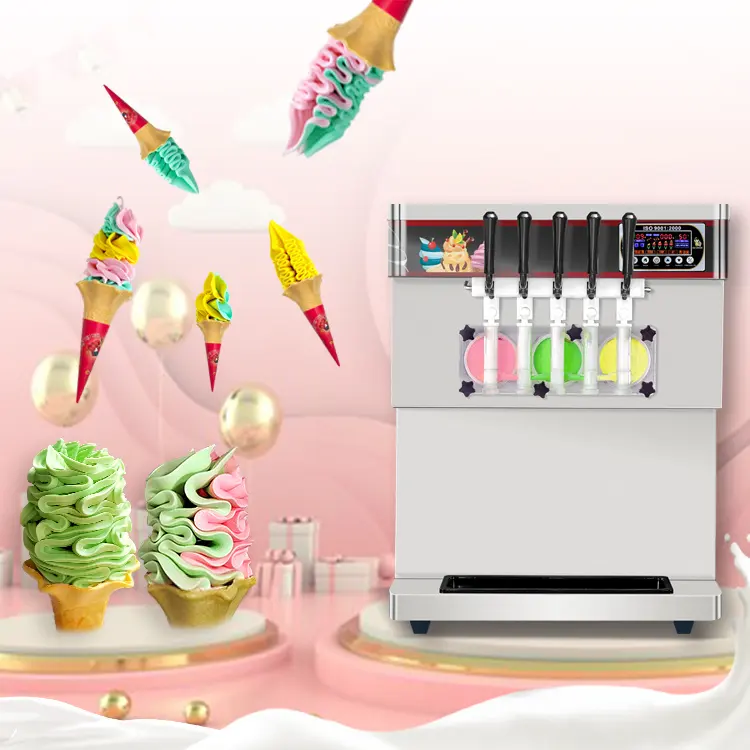 아이스크림 제작자 지속적인 냉장고 연약한 상업적인 5 풍미 중국 softy 아이스크림 기계 중국제