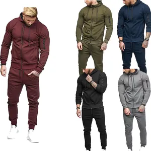 Conyson Custom Logo Spring Jumpsuit Plus Size Tracksuit for Men's Clothing 2Pcs Sport Wear Slim Joggers Hoodies Long Men Set