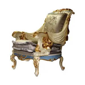 Sculpture à la main en bois de luxe de meubles de salon chaise longue fauteuil - Product Image 1