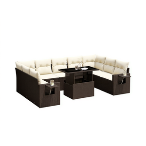 Set Divano da Giardino in Rattan PE Marrone con Cuscini in Schiuma ad Alta Densità, Arredamento da Esterno dal Design Contemporaneo - Product Image 1