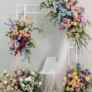 Ensemble d'arrangements floraux de mariage personnalisables en couleur Morandi, fleurs artificielles suspendues/au sol pour la décoration de mariage en extérieur et en intérieur - Product Image 2