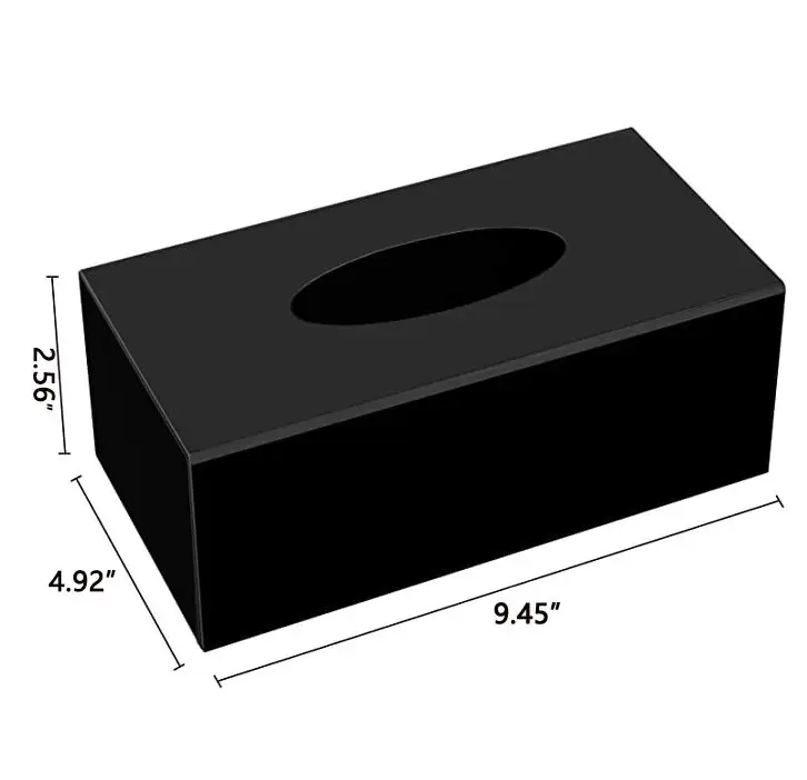 Custom Black Rectangular Acrylic Facial Tissue Dispenser Box Acrylic Tissue Box Cover for Display only