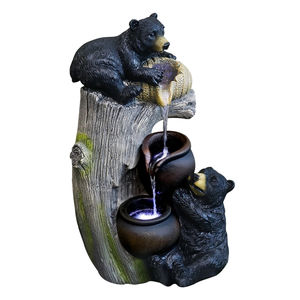 Gran oferta, fuente de cascada de resina de oso negro bonito con iluminación LED, diseño de tocón de árbol Natural para decoración Zen interior y exterior - Product Image 1