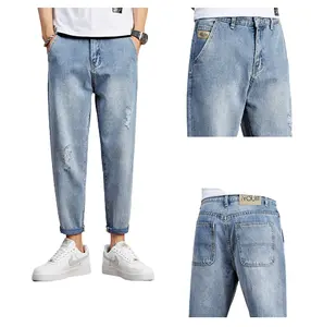 Skinny deshilachados elegante Unbranded Biker Jeans 2 OEM Denim diseñador al por mayor de los hombres auténticos Mono Blanco lejía luz Western STREET