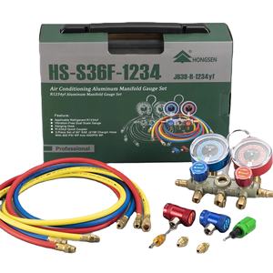 Комплект высокоточного холодильного инструмента HONGSEN, коллектор двойного калибра с быстроразъемным соединителем и шлангами, необходимый клапан для хладагента - Product Image 1