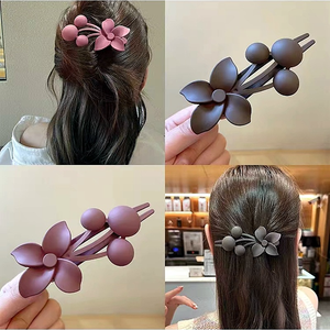 مشابك شعر زهور بلون واحد أكريليك ناعم متين ذيل حصان مقاطع بلون واحد تمساح بلاستيكي - Product Image 2