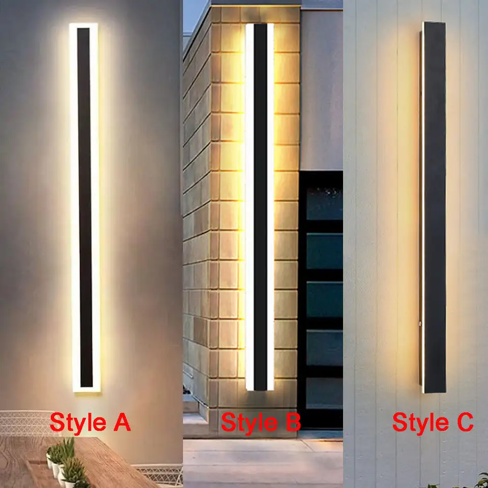 AC 110V-220V moderno 3000K bianco caldo LED esterno striscia lineare lampade da parete applique lunga applique a LED