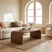 Table d'appoint en bois fini travertin de style scandinave, table basse minimaliste pour restaurant, hôtel, bureau