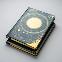 Journal de haute qualité avec design doré estampé, format A5, couverture rigide en cuir PU noir avec bordure dorée