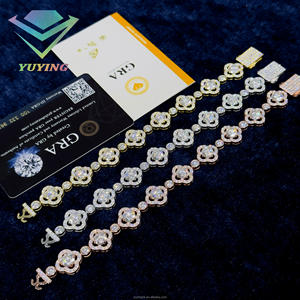 Bijoux en forme de trèfle, diamants VVS, moissanite, argent 925, sertis de pierres pour bracelet chaîne en moissanite - Product Image 2
