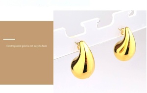 All'ingrosso <span class=keywords><strong>Bottega</strong></span> Designer di gioielli di moda da donna in acciaio inossidabile orecchini a cerchio a goccia placcato in oro con borchie a goccia - Product Image 6