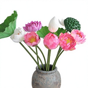 Fiori di Loto Artificiali in Seta Stile Cinese con Tecnica di Modellatura in Rilievo per Paesaggistica e Scopi Decorativi - Product Image 1