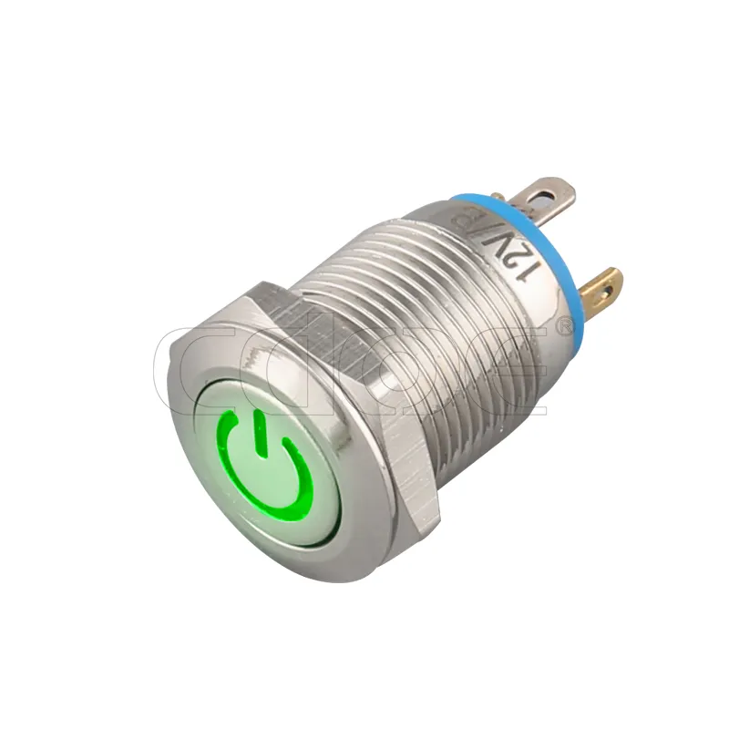 5v spst pulsante in metallo luci a led 12mm impermeabile ip65 verde illuminazione simbolo di alimentazione senza interruttori momentanei