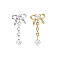 Perhiasan Tindik Tubuh Titanium Zircon Center Bow Tie Stud 16G Helix Labret Berulir Internal Cincin Hidung Kupu-kupu untuk Wanita