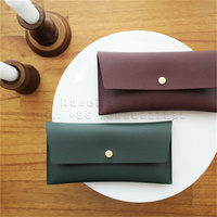 Portefeuille en cuir coloré pour femme, pochette à bijoux, 2 poches, porte-cartes et porte-monnaie