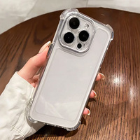 Coque de téléphone antichoc transparente en acrylique rigide avec protection anti-chute aux quatre coins pour iPhone 17 15 Pro Max, protection de téléphone portable en TPU spatial